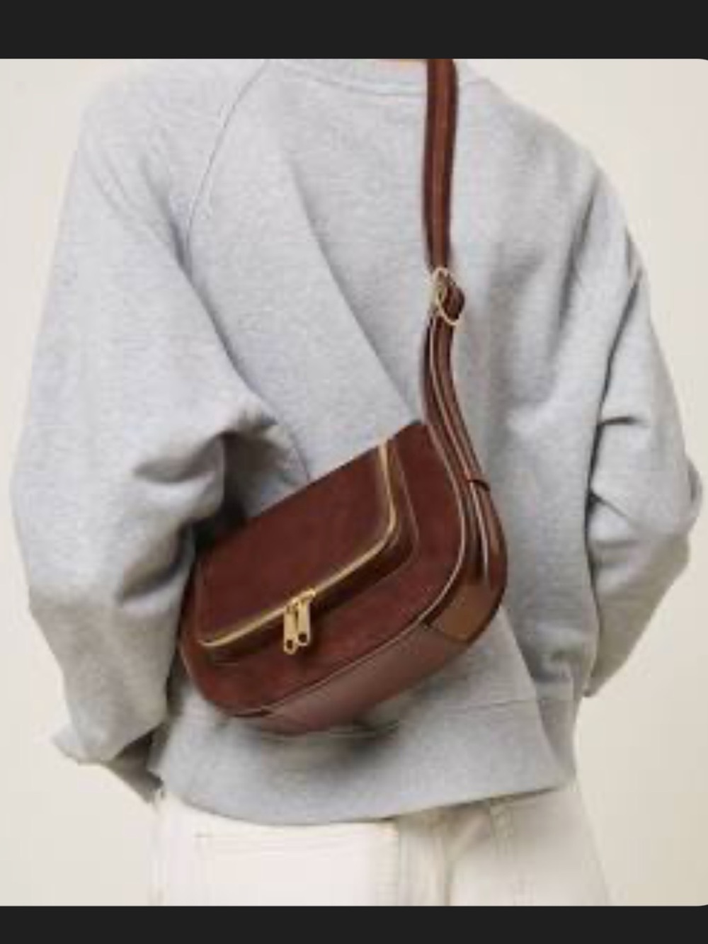 Anya Hindmarch Small Vere Crossbody in Dark Cedar Suede & Leather - Picture 2 of 12